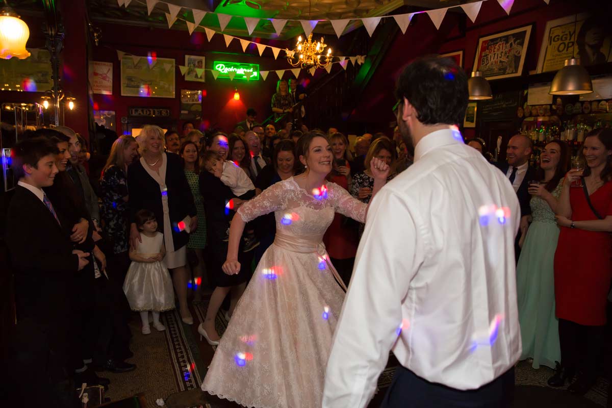 wedding couple dancing at the Peasant pub
