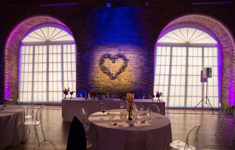 Love heart on wa;; at London wedding reception venue
