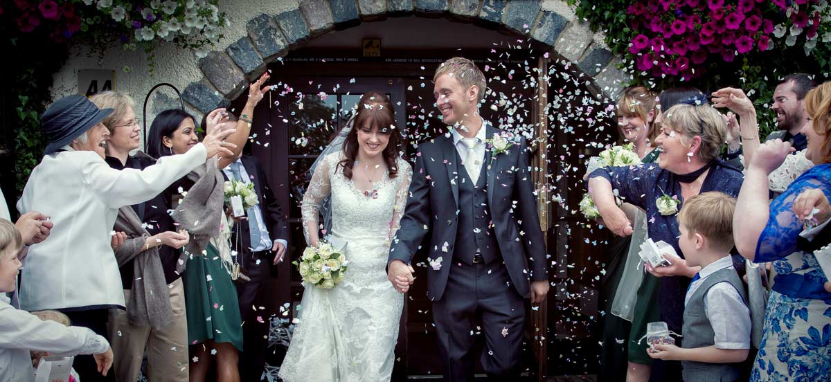 confetti shower wedding couple Royal Chace hotel Enfield