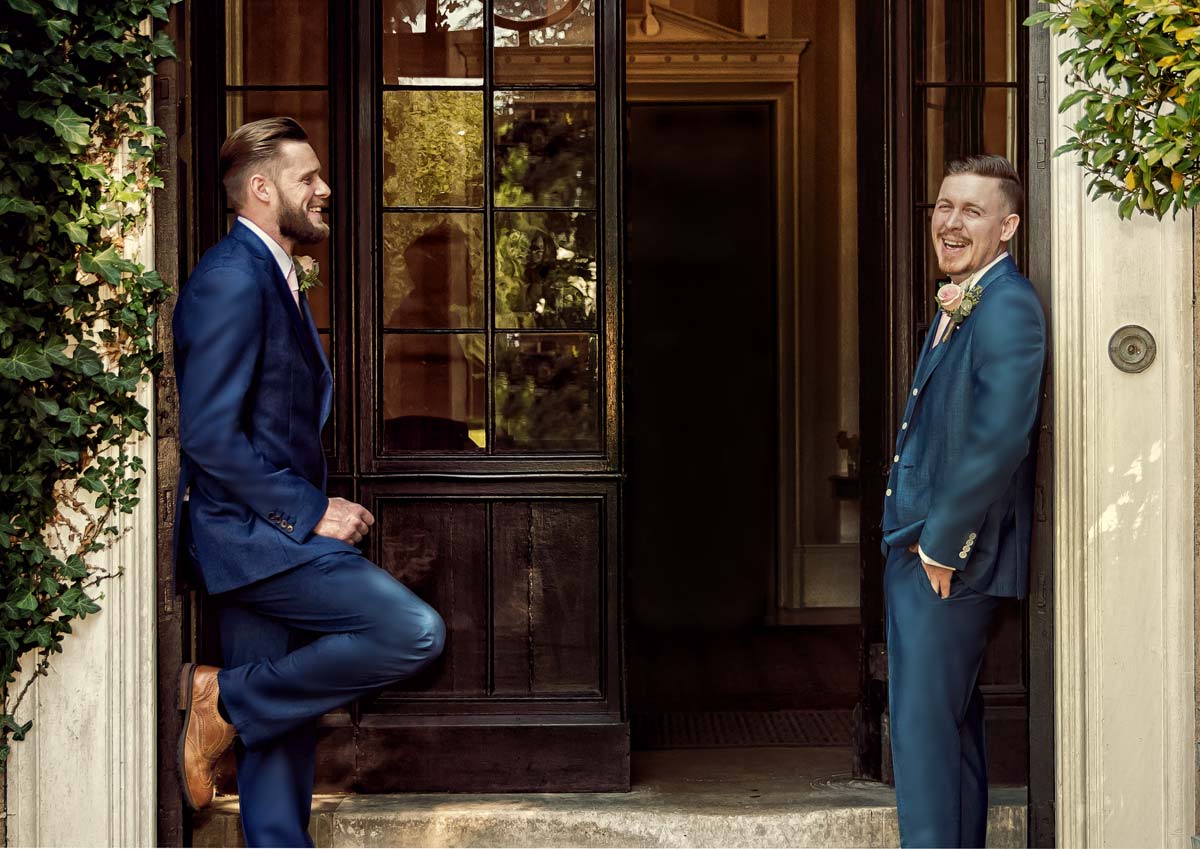 Groom and best man at London wedding photo