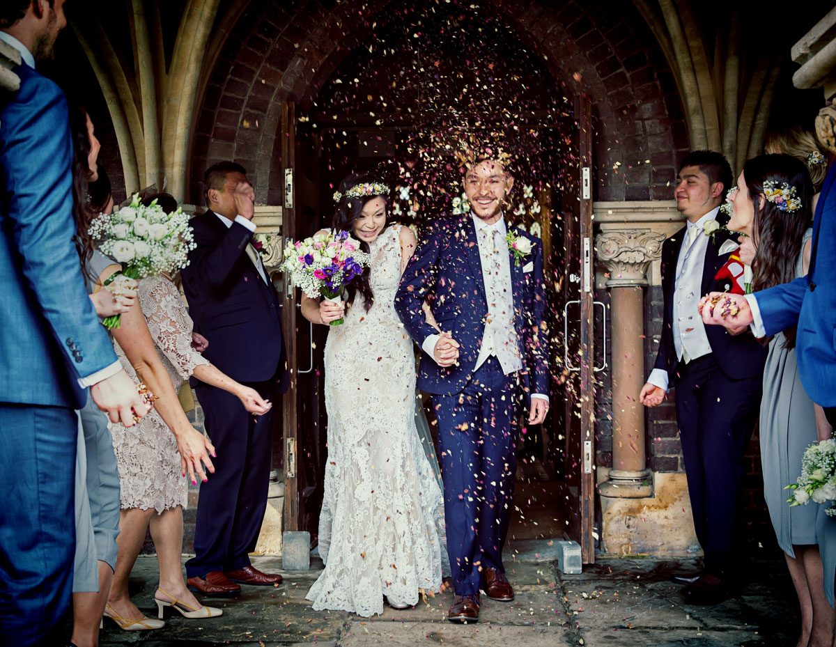 Confetti throw at Hampstead wedding day image