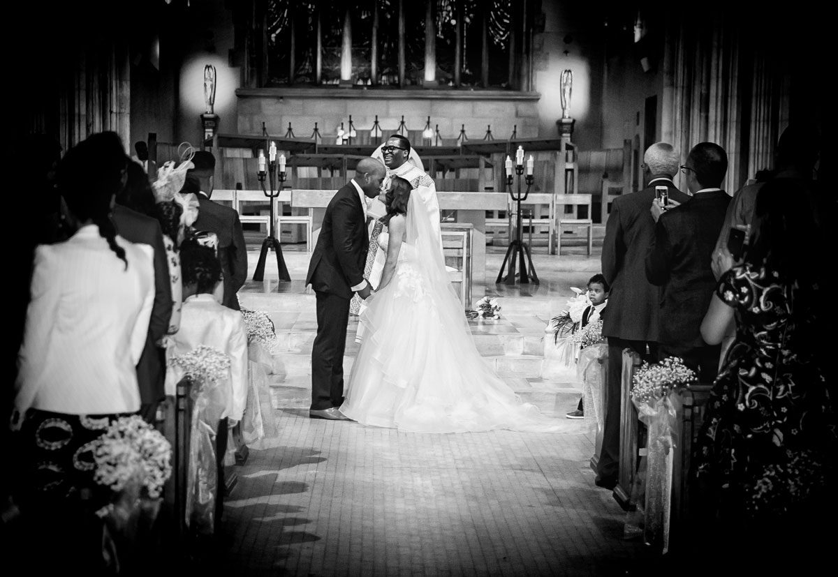 First kiss St George's Cathedral wedding London