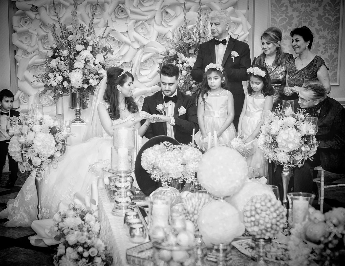 Persian wedding ceremony exchange of rings Connaught Rooms London