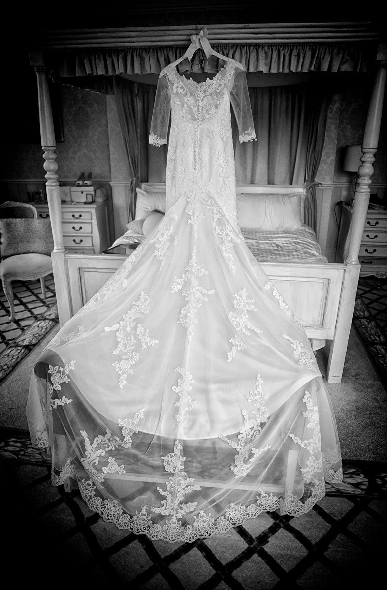 Wedding dress hanging at Shendish Manor