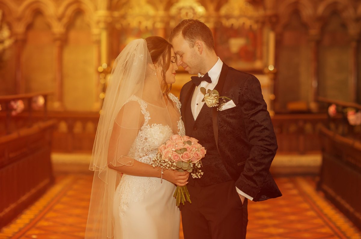Bride and groom portrait at Christ Church Southgate wedding