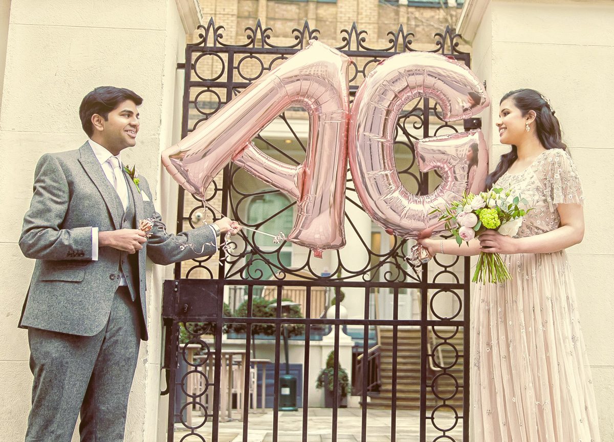 Asia House wedding couple with balloons image