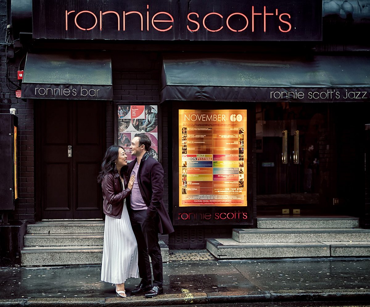 London engagement shoot by Ronnie Scotts jazz club