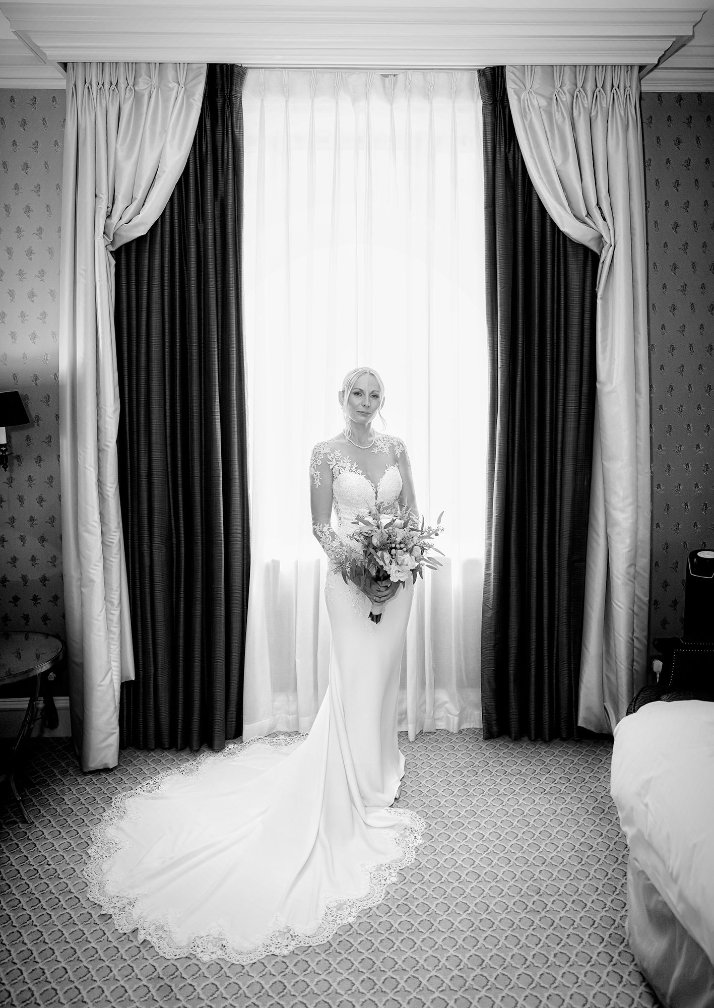 Bride in wedding dress The Dorchester Hotel London
