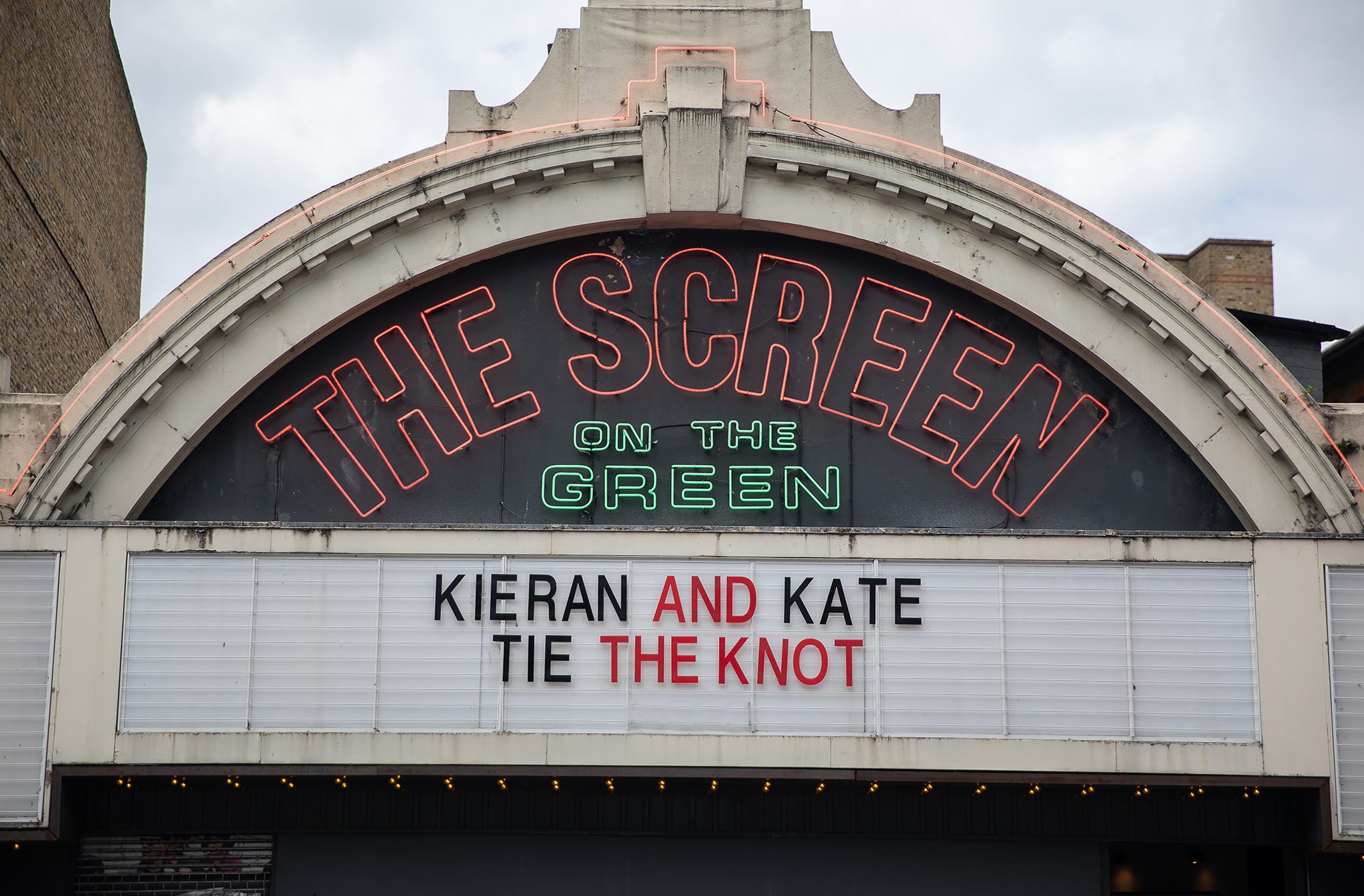 Islington Screen on the Green wedding cinema sign