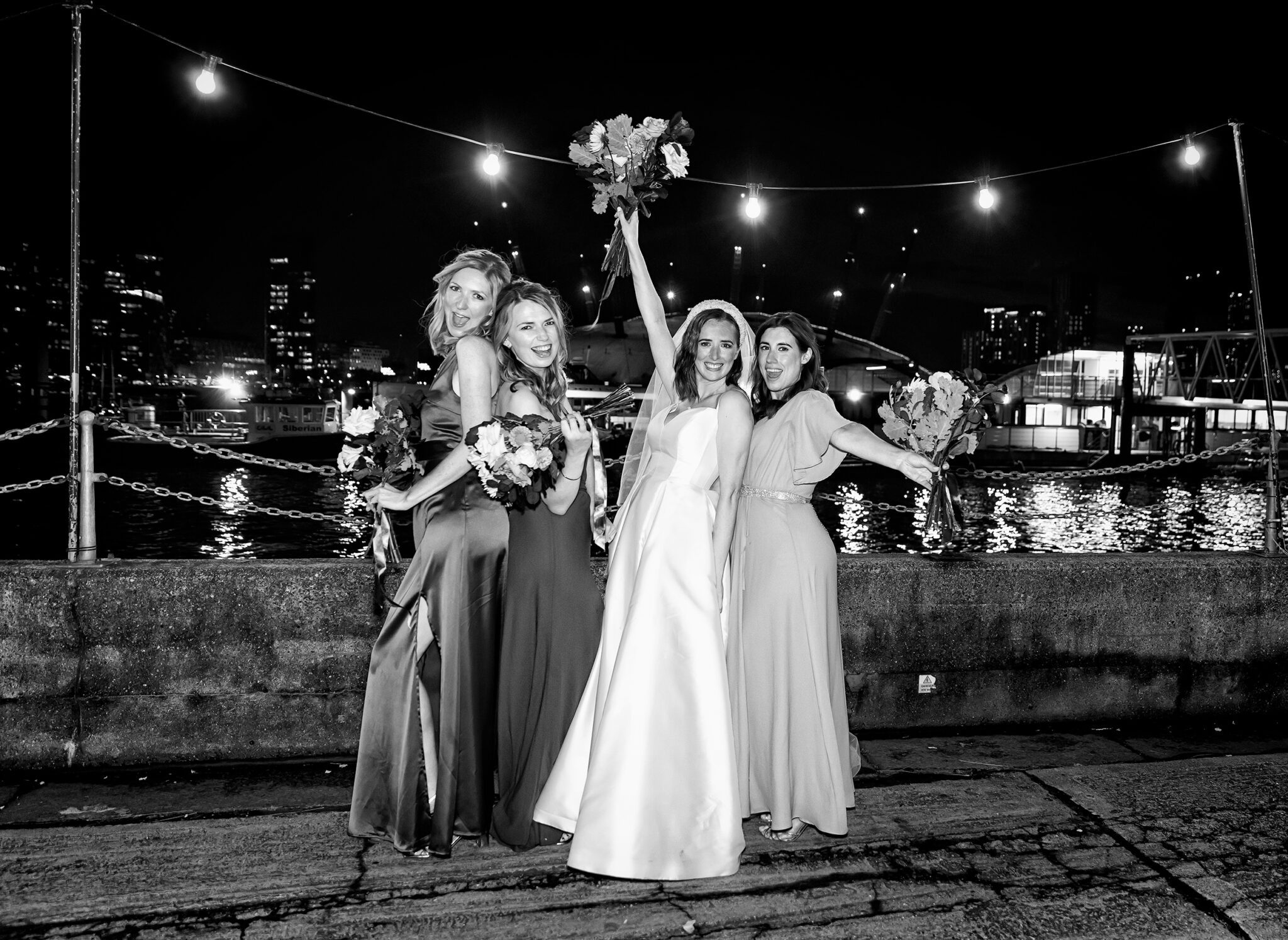Bride and bridesmaids at Trinity Buoy Wharf Wedding