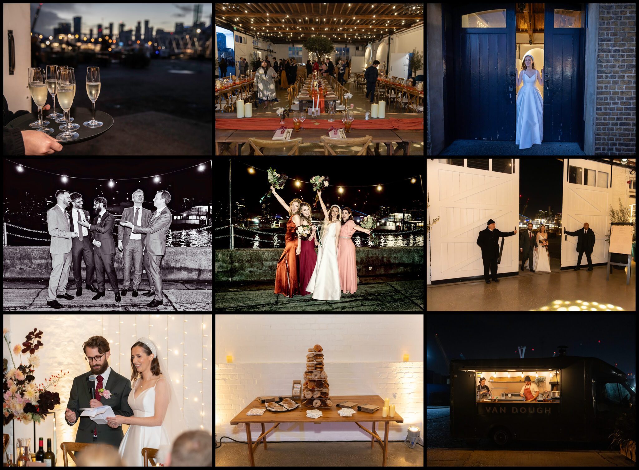 Trinity Buoy Wedding reception collage one