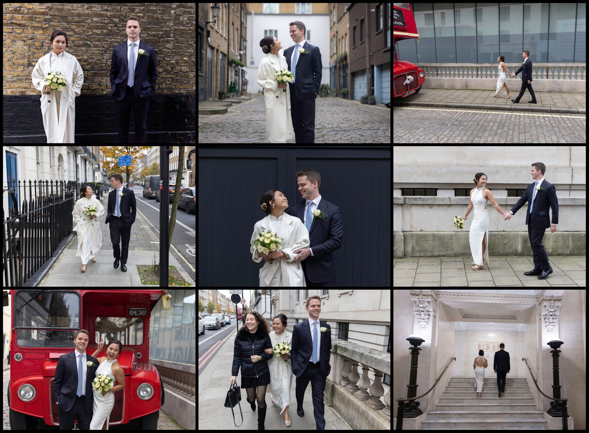 Wedding couple on way to Old Marylebone Town Hall