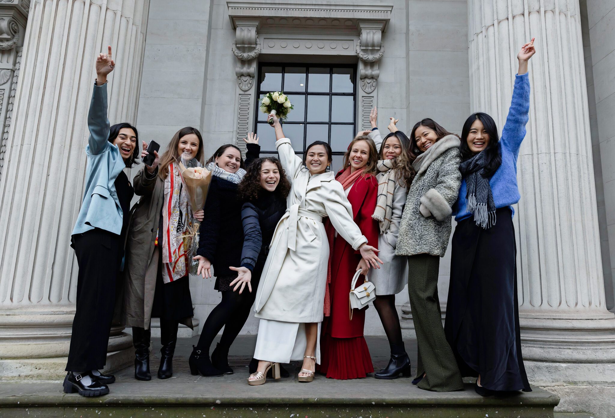 Wedding group shot at Old Marylebone Town Hall
